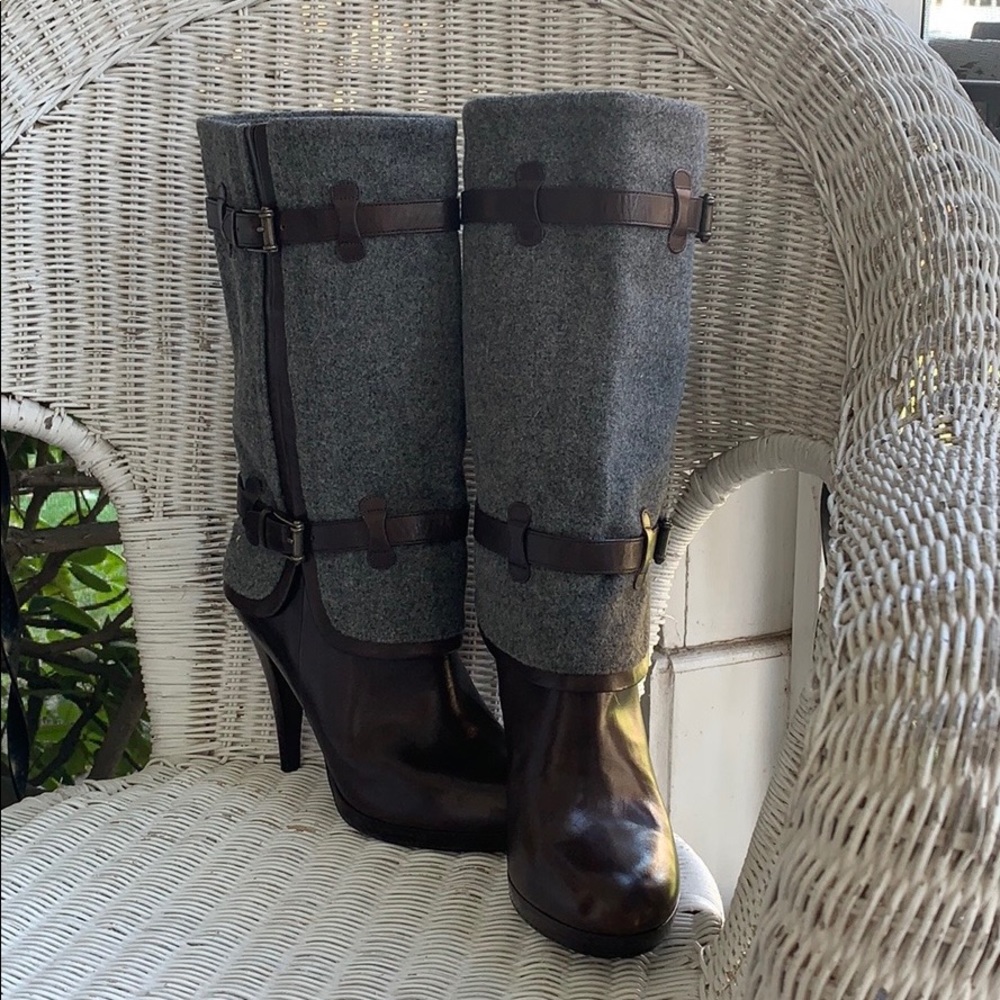 Cole Haan Nike Air Grey wool Brown leather boot